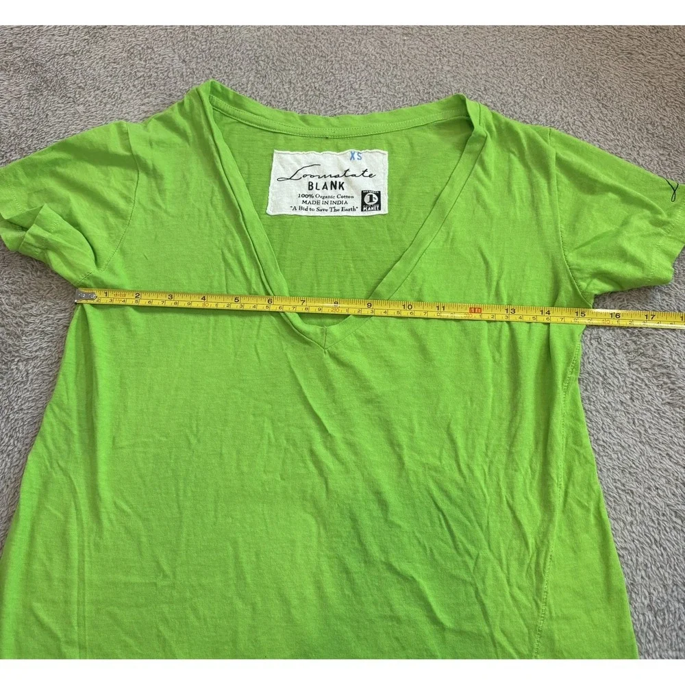 Loomstate Blank Womens XS Lime Green Organic Cotton V-Neck Short Sleeve T-Shirt‎